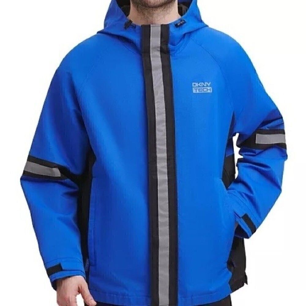 DKNY Men Vintage Dkny Tech Reflective Colorblock Jacket Lightweight cozy fleece